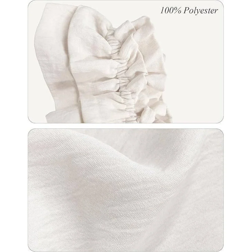KFUBUO Women's L White Pajama Set 2 Piece Ruffle Tank Top & Shorts Soft Sleepwea